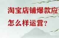 淘寶店鋪爆款應該怎么樣運營？