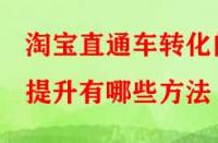 淘寶直通車轉(zhuǎn)化的提升有哪些方法？