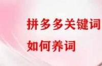 拼多多關鍵詞如何養(yǎng)？