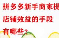 拼多多新手商家提升店鋪效益的手段有哪些？
