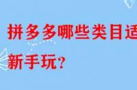 拼多多哪些類目適合新手玩？