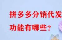 拼多多分銷代發(fā)的功能有哪些？