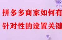 拼多多商家如何有針對(duì)性的設(shè)置關(guān)鍵詞？