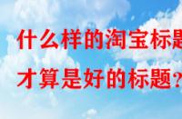 什么樣的淘寶標(biāo)題才算是好的標(biāo)題？