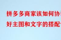 拼多多商家該如何協(xié)調(diào)好主圖和文字的搭配？