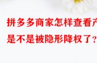 拼多多商家怎樣查看產(chǎn)品是不是被隱形降權(quán)了？