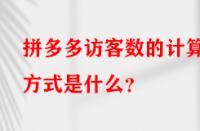 拼多多訪客數(shù)的計算方式是什么？
